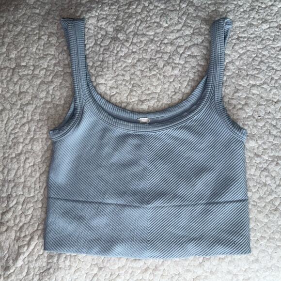 Nikibiki Blue Ribbed Crop Tank Top - Picture 1 of 3